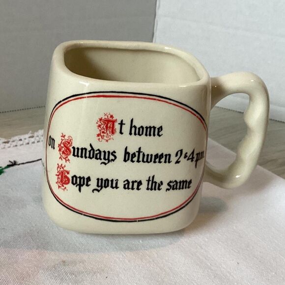 Vintage Nostalgic Saying Square Coffee Mug with Textured Handle - Picture 2 of 7